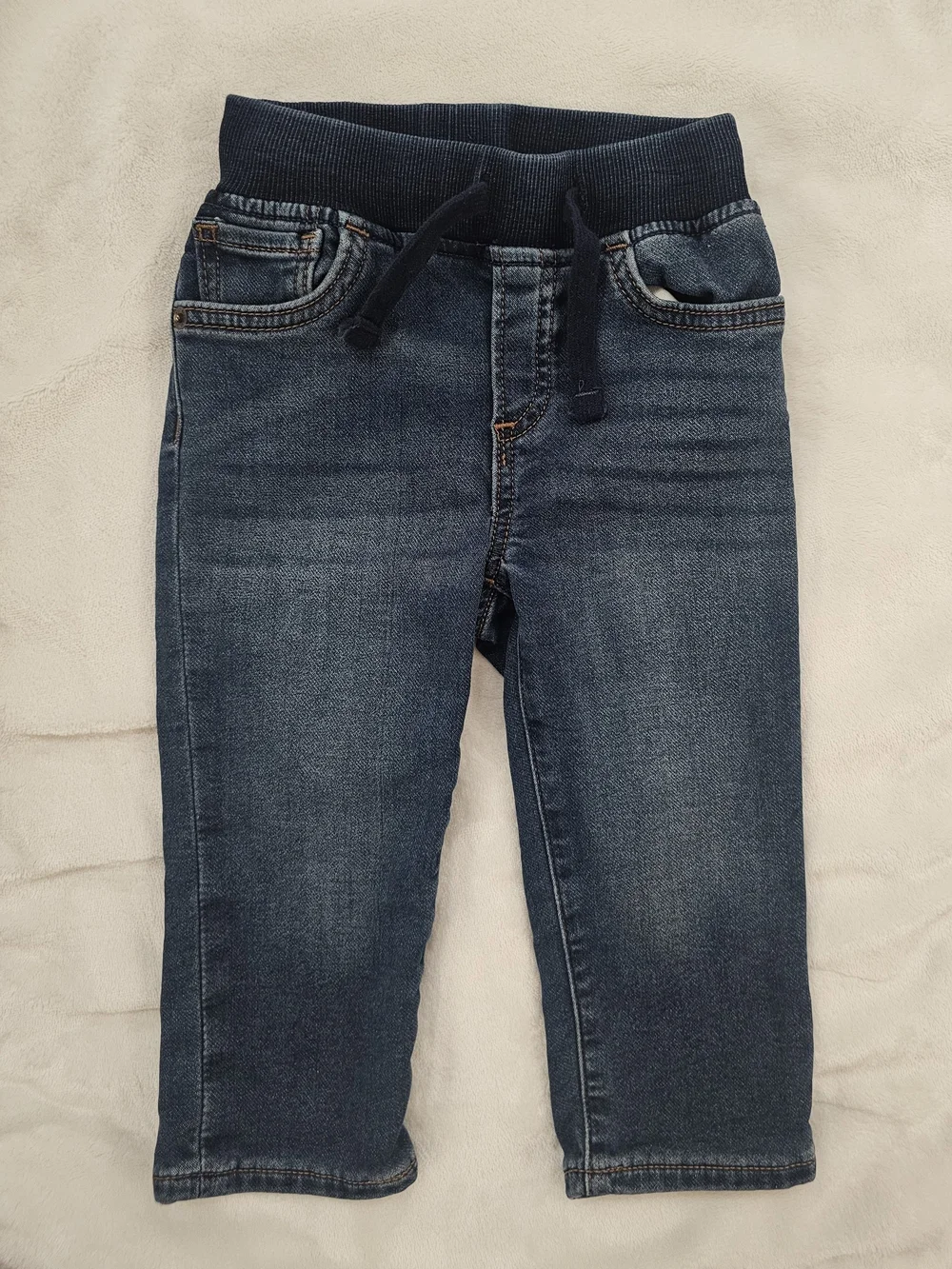 GAP Baby Slim Pull-On Sweatpant Jean - Navy and Light Blue
